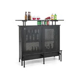 Costway 75694823 4-Tier Liquor Bar Table with 6 Glass Holders and Metal Footrest-Black