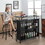 Costway 75694823 4-Tier Liquor Bar Table with 6 Glass Holders and Metal Footrest-Black