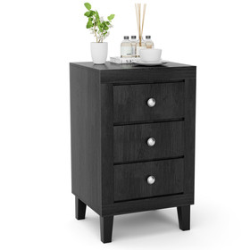 Costway 51743962 Modern Nightstand with 3 Drawers for Bedroom Living Room-Black
