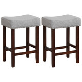 Costway 24795638 Set of 2 25 Inch Bar Stool with Curved Seat Cushions-Gray