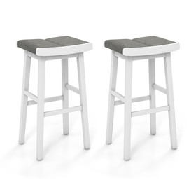 Costway 61379425 2 Pieces 26/31.5 Inch Upholstered Saddle Barstools with Padded Cushions-31.5 inches
