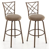 Costway 63278154 2 Pieces Swivel Pluch Fabrice Cushioned Bar Stool Set-Brown