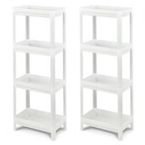 Costway 38512794 2 Packs 4-Tier Detachable Slim Storage Cart with Drainage Holes for Small Space-White