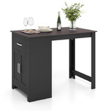Costway 32648159 Counter Height Bar Table with Storage Cabinet and Drawer-Black