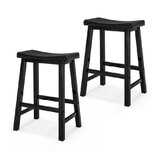 Costway Set of 2 24 Inch Counter Height Stools with Solid Wood Legs-Black