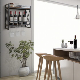 Costway 69537821 Industrial Wall Mounted Wine Rack with 3 Stem Glass Holders