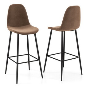 Costway 29.5 Inches High Back Bar Stools Set of 2-Brown