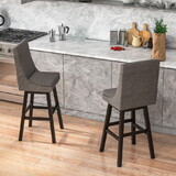 Costway 65193824 Set of 2 360° Swivel Bar Stool with Rubber Wood Legs Footrest