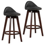 Costway 57162493 2 Pieces Cushioned Swivel Bar Stool Set with Low Back-Black