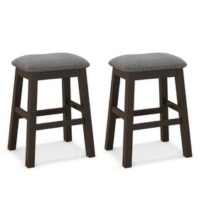 Costway 24386715 2 Piece 24.5 Inch Counter Height Bar Stool Set with Padded Seat-Gray