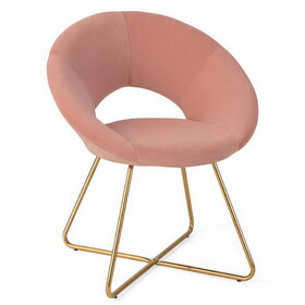 Costway Modern Velvet Accent Chair Vanity Chair with Metal Legs-1 Piece