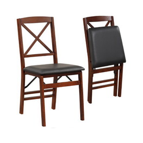 Costway 46198537 Set of 2 Folding Dining Chairs with 400 LBS Capacity-Brown