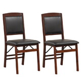 Costway 48913267 Set of 2 Folding Dining Chairs with Padded Seat and High Backrest-Brown