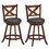 Costway 87394652 2 Pieces Classic Counter Height Swivel Bar Stool Set with X-shaped Open Back-M