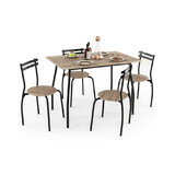 Costway 72543198 5 Pieces Dining Table Set with Wood and Metal Frame-Natural
