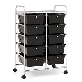 Costway 10-Drawer Rolling Storage Cart-Black