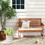Costway 73951648 2-Person Solid Wood Patio Bench with Backrest and Cushion