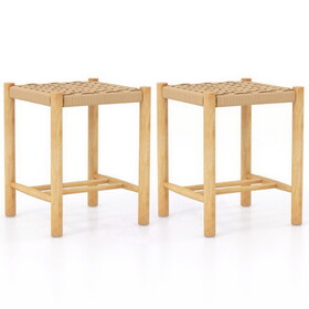Costway 34257819 Dining Stool Set of 2 with Rubber Wood Frame-Natural