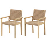 Costway 74583126 Indoor Outdoor Wood Chair Set of 2-Natural