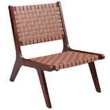 Costway Set of 1/2 Woven Leather Accent Chairs with Wood Frame-1 Piece