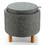 Costway 17390426 Round Fabric Storage Ottoman with Tray and Non-Slip Pads for Bedroom-Gray