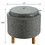 Costway 17390426 Round Fabric Storage Ottoman with Tray and Non-Slip Pads for Bedroom-Gray