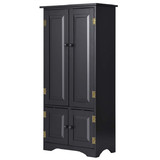 Costway 01849263 Accent Floor Storage Cabinet with Adjustable Shelves Antique 2-Door-Black