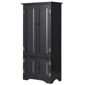 Costway 01849263 Accent Floor Storage Cabinet with Adjustable Shelves Antique 2-Door-Black