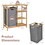 Costway 57186942 Bamboo Laundry Hamper Stand with Removable Sliding Bag and 3-Tier Open Shelves
