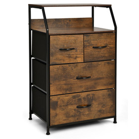 Costway 67134590 Freestanding Cabinet Dresser with Wooden Top Shelves-L
