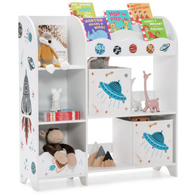 Costway 97842650 Kids Toy and Book Organizer Children Wooden Storage Cabinet with Storage Bins