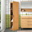 Costway 98621534 Tall Storage Cabinet with 4 Storage Shelves for Bathroom Living Room-Natural