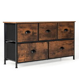 Costway 79364052 Dresser Organizer with 5 Drawers and Wooden Top-Rustic Brown
