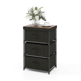 Costway 15439876 3-Tier Fabric Nightstand with Sturdy Metal Frame-Black