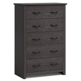 Costway 54216897 Tall Storage Dresser with 5 Pull-out Drawers for Bedroom Living Room-Gray