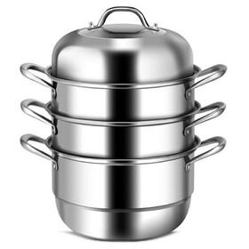 Costway 70925836 3 Tier Stainless Steel Cookware Pot Saucepot Steamer