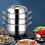 Costway 70925836 3 Tier Stainless Steel Cookware Pot Saucepot Steamer