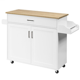 Costway 17304692 Rolling Kitchen Island Cart with Towel and Spice Rack-White
