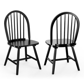 Costway 93108725 Set of 2 Vintage Windsor Wood Chair with Spindle Back for Dining Room-Black