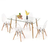 Costway 5 Pieces Rectangle Dining Table Set with 51 Inch Glass Tabletop-Transparent