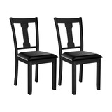 Costway 75623981 Set of 2 Dining Room Chair with Rubber Wood Frame and Upholstered Padded Seat-Black