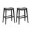 Costway 23857649 29 Inch Set of 2 Backless Wood Nailhead Barstools with PVC Leather Seat-Black