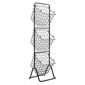 Costway 09567328 3-Tier Fruit Basket Stand with Adjustable Heights