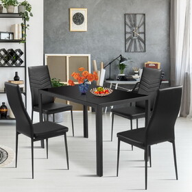 Costway 31984756 5 Piece Kitchen Dining Set Glass Metal Table and 4 Chairs Breakfast Furniture