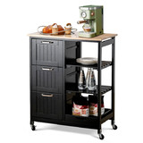 Costway 51469083 Rolling Kitchen Island Utility Storage Cart with 3 Large Drawers-Black