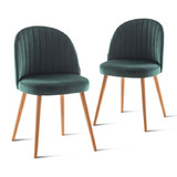 Costway 17062859 Set of 2 Modern Mid-back Armless Dining Chairs with Wood Legs-Green