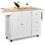 Costway 08379254 Kitchen Island Trolley Cart Wood with Drop-Leaf Tabletop and Storage Cabinet-White