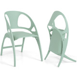 Costway 38147965 Folding Dining Chairs Set of 2 with Armrest and High Backrest-Green