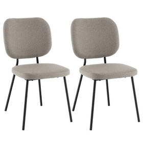 Costway Set of 2 Modern Armless Dining Chairs with Linen Fabric-Gray