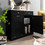 Costway 56871429 Rubber Wood Kitchen Trash Cabinet with Single Trash Can Holder and Adjustable Shelf-Black